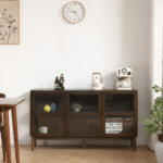 Havanna Eiche Glas Anrichte/Schrank in Räuchereiche mit 3 Türen - 80x40x140 cm – Bild 2