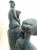 Abstrakte Bronzefigur - Familie mit Künstlesignatur auf Marmor Handgefertigt – Bild 11