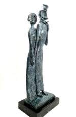 Abstrakte Bronzefigur - Familie mit Künstlesignatur auf Marmor Handgefertigt – Bild 3