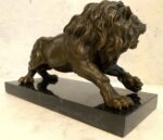 Tierfigur -Bronzefigur Majestätischer Löwe auf Marmorsockel mit Künstlersignatur – Bild 7