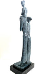 Abstrakte Bronzefigur - Familie mit Künstlesignatur auf Marmor Handgefertigt – Bild 5