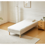 Premium Boxspringbett in Beige 90x200 cm mit 7 cm Memoryschaum Topper, exkl. Bettbeine