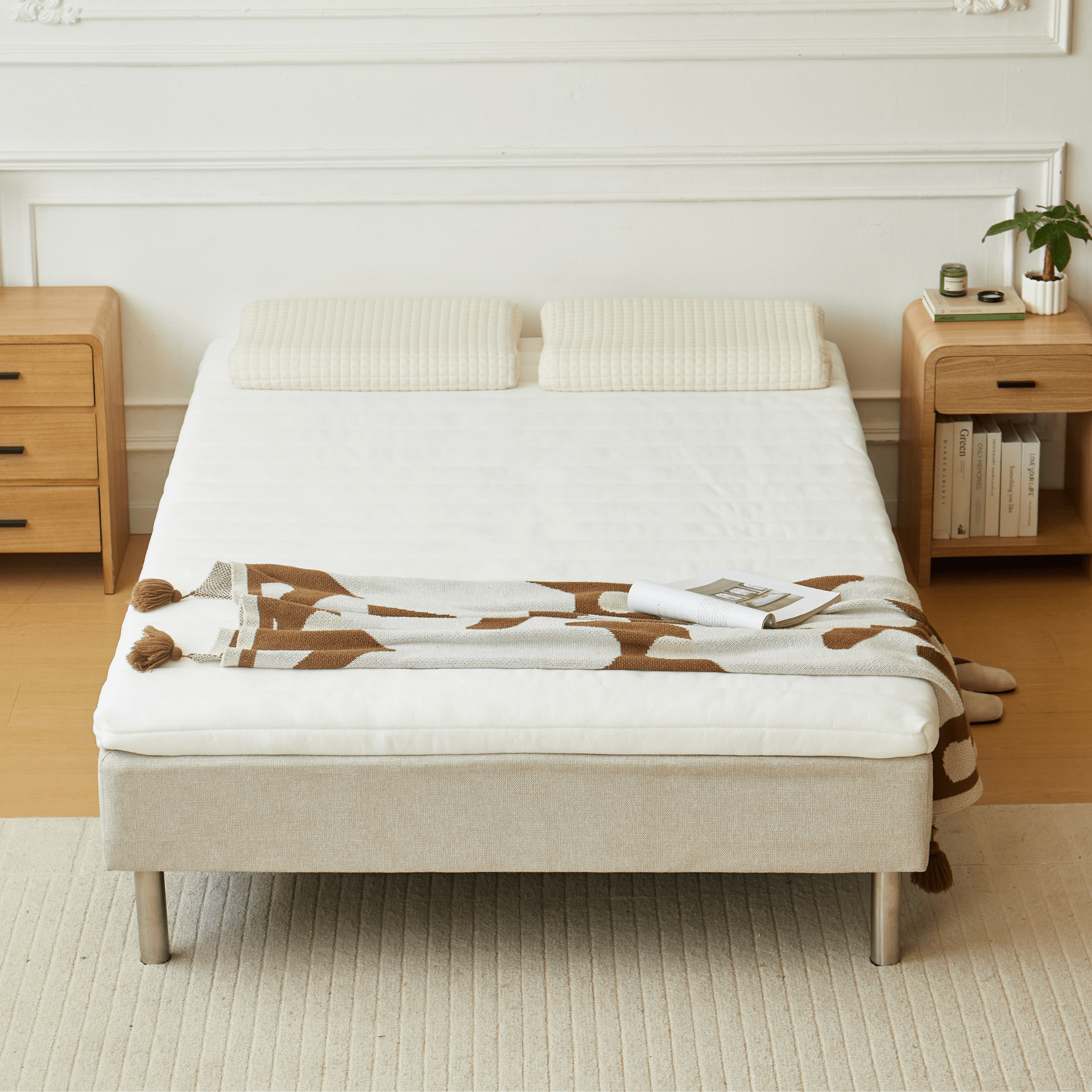 100200609-memory_3_a457f0e0-ac46-4a3c-8fe1-d69c8dcc7227-1 Premium Boxspringbett in Beige 140x200 cm mit 7 cm Memoryschaum Topper, exkl. Bettbeine – Bild 1