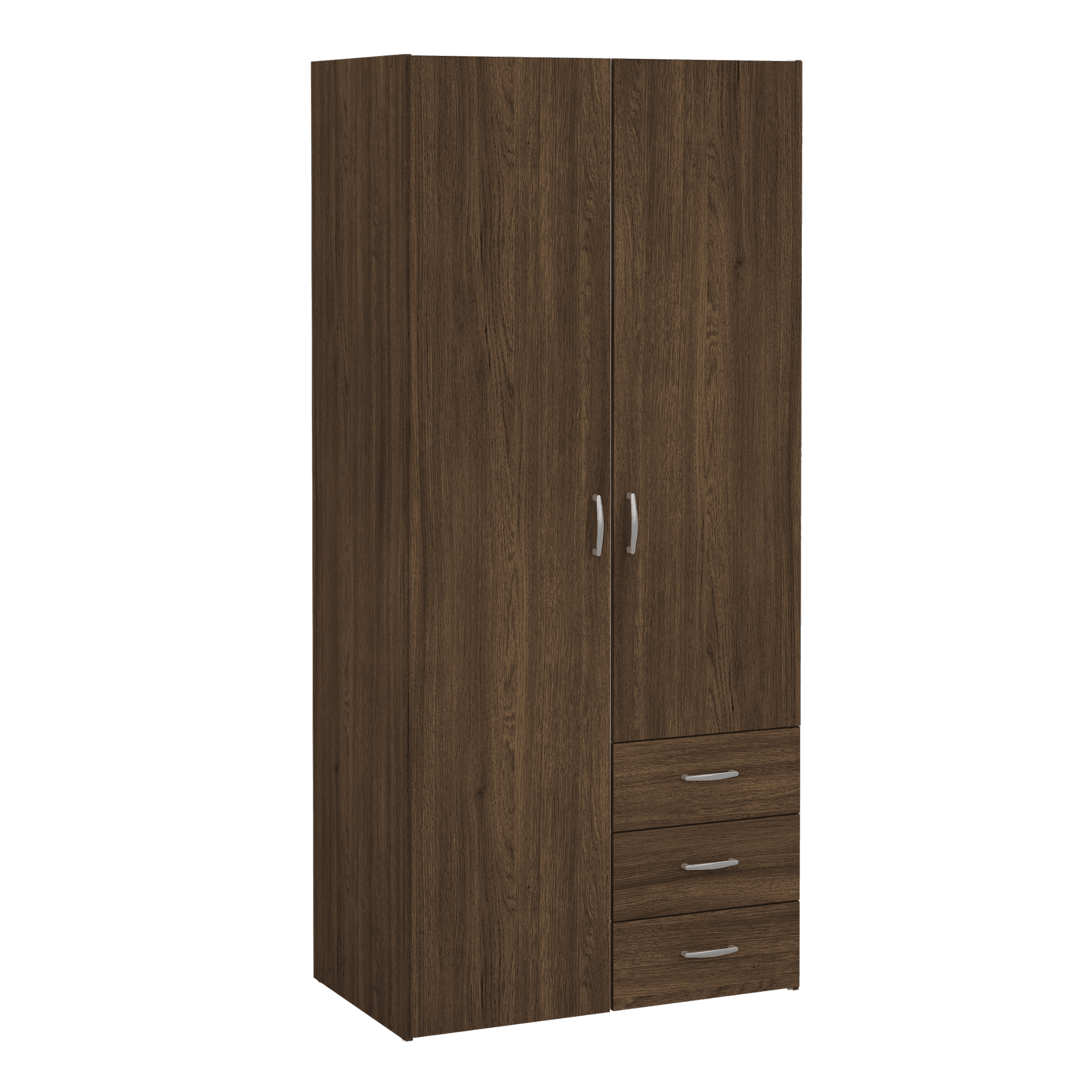 10_10405e71-b319-4227-9e27-b50ec417da4f Malia Kleiderschrank Eiche geräuchert Farbe 2 Türen 3 Schubladen – Bild 1