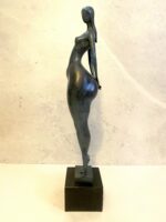 Bronzefigur-72 cm hoher Bronze Akt von Milo mit Künstlersignatur auf Marmorsockel – Bild 4