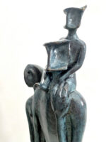 Abstrakte Bronzefigur - Familie mit Künstlesignatur auf Marmor Handgefertigt – Bild 2