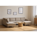 Jennifer rechtsgewandtes U-Sofa in Sand mit Chaiselongue - L: 300 x T: 208 x H: 82 cm – Bild 7