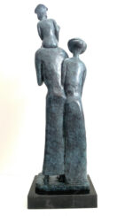 Abstrakte Bronzefigur - Familie mit Künstlesignatur auf Marmor Handgefertigt – Bild 4