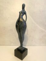 Bronzefigur-72 cm hoher Bronze Akt von Milo mit Künstlersignatur auf Marmorsockel – Bild 5