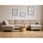Jennifer rechtsgewandtes U-Sofa in Sand mit Chaiselongue - L: 300 x T: 208 x H: 82 cm – Bild 9