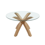 Sidney - Esstisch aus Glas mit massiven Eichenbeinen Ø100 cm