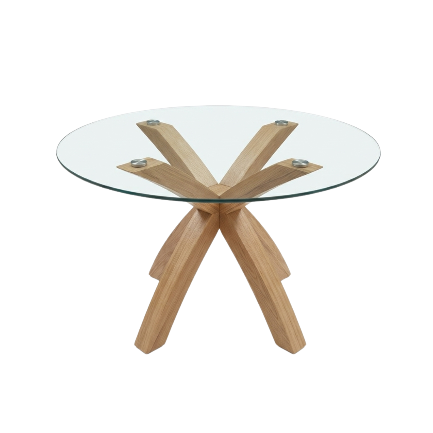 14293d4e3f281ca135760aa7189e8204 Sidney - Esstisch aus Glas mit massiven Eichenbeinen Ø100 cm – Bild 1
