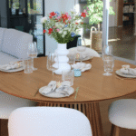 Lewis - Runder Esstisch mit Lattenrost in Eichenfurnier mit Verlängerung 100/140/180 cm - 2x Verlängerungsplatten inklusive – Bild 3
