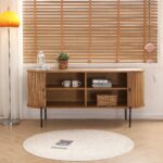Florence Jalousieschrank mit Lamellen in Eiche 160x45x75 cm. – Bild 3