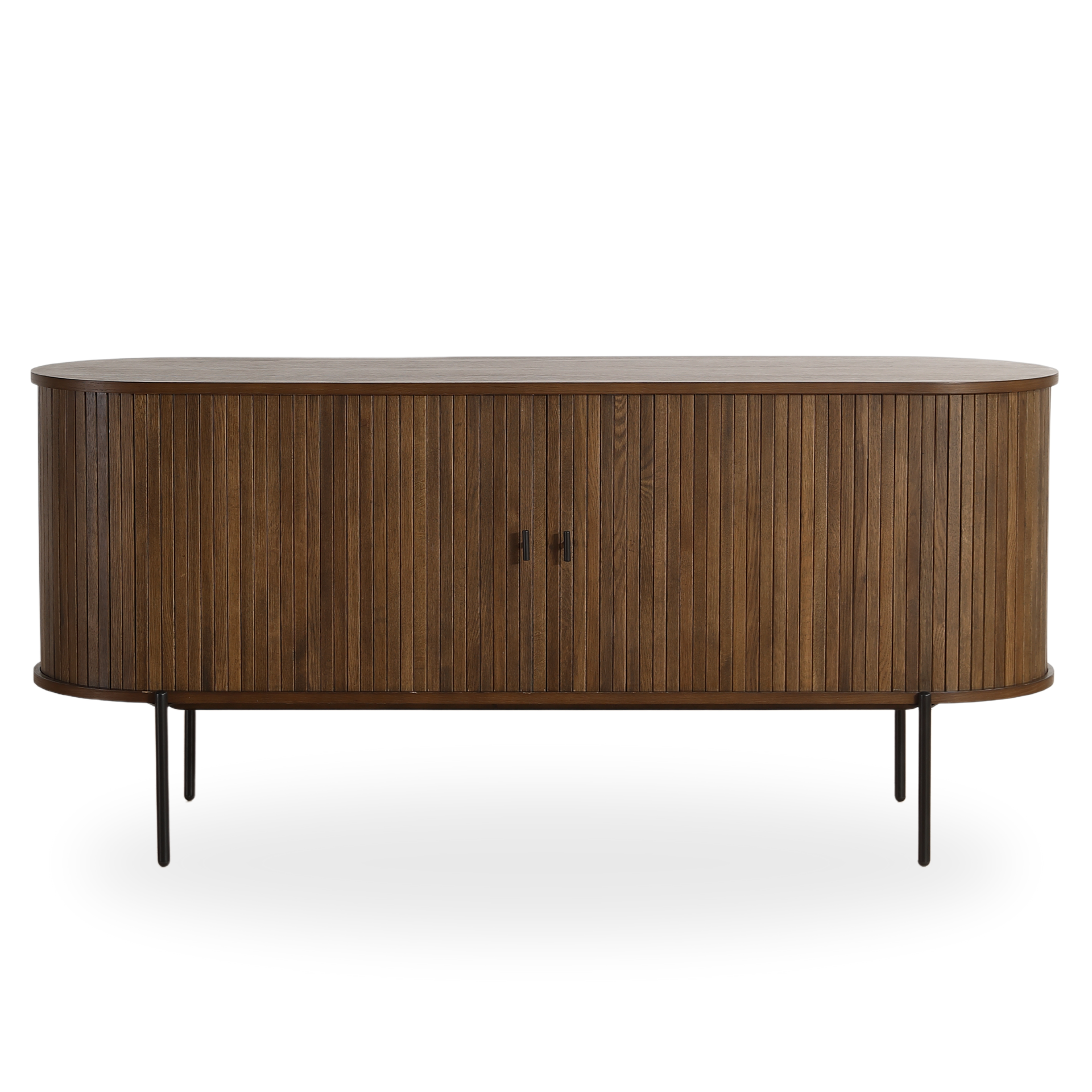 160x45-roeget Florence Jalousieschrank mit Lamellen in geräucherter Eiche 160x45x75 cm. – Bild 1