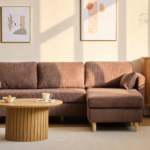 Ellis - Rechts- und links wendbar Chaiselongue-Sofa aus braunem Samt - L: 215 x T: 82 x H: 78 cm – Bild 2