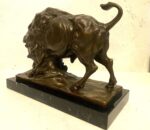 Tierskulptur - Massiver Bison aus Bronze auf Marmorsockel-Bronzefigur – Bild 5