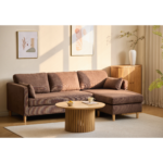 Ellis - Rechts- und links wendbar Chaiselongue-Sofa aus braunem Samt - L: 215 x T: 82 x H: 78 cm – Bild 5