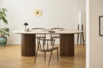Enzo ovaler Esstisch mit Steinplatte in Beige und Lattenrost in Räuchereiche 220x100x76 cm – Bild 5
