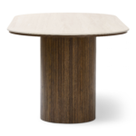 Enzo ovaler Esstisch mit Steinplatte in Beige und Lattenrost in Räuchereiche 220x100x76 cm – Bild 10