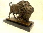 Tierskulptur - Massiver Bison aus Bronze auf Marmorsockel-Bronzefigur – Bild 6