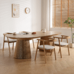 Lewis – Ovaler Esstisch mit Lamellen aus Eichenfurnier, ausziehbar auf 200/250/300 cm – 2 Zusatzplatten inklusive – Bild 3