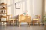 Ezra - Klapptisch aus Eiche mit Verlängerungsplatten aus lackiertem Eichenfurnier - 80/120 x 80 cm – Bild 2