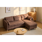 Ellis - Rechts- und links wendbar Chaiselongue-Sofa aus braunem Samt - L: 215 x T: 82 x H: 78 cm – Bild 3