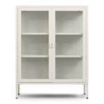 Herman Vitrine- Beiges Metall mit Glastüren 80x40x105cm – Bild 3
