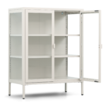 Herman Vitrine- Beiges Metall mit Glastüren 80x40x105cm – Bild 4