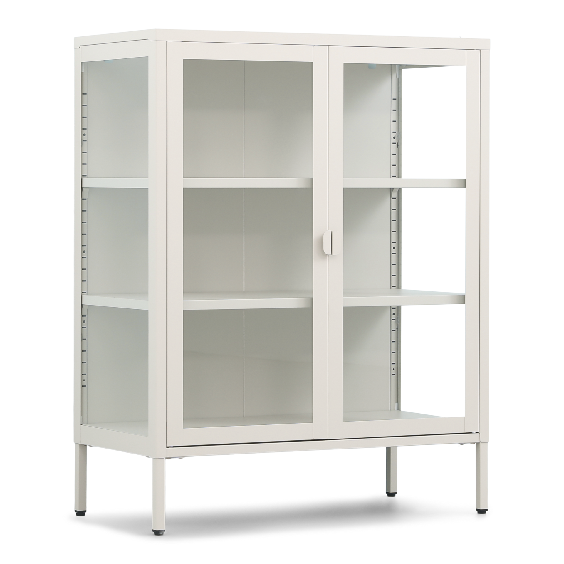 3rum_4-1 Herman Vitrine- Beiges Metall mit Glastüren 80x40x105cm – Bild 1