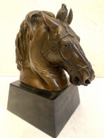Tierfigur- Bronzeskulptur- Bronze Pferd Büste  auf Marmorsockel – Bild 5