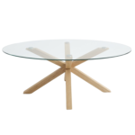 Sidney - Esstisch aus Glas mit massiven Eichenbeinen 175x90 cm