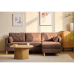 Ellis - Rechts- und links wendbar Chaiselongue-Sofa aus braunem Samt - L: 215 x T: 82 x H: 78 cm – Bild 4