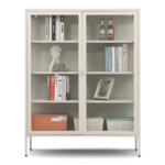 Herman Vitrine - Beiges Metall mit Glastüren - 110x40x140cm – Bild 2