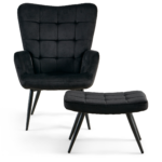 Allison Sessel mit Hocker - schwarzer Velours – Bild 4