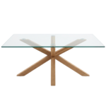 Sidney - Esstisch aus Glas mit massiven Eichenbeinen 150x90 cm
