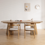 Lewis – Ovaler Esstisch mit Lamellen aus Eichenfurnier, ausziehbar auf 200/250/300 cm – 2 Zusatzplatten inklusive – Bild 4