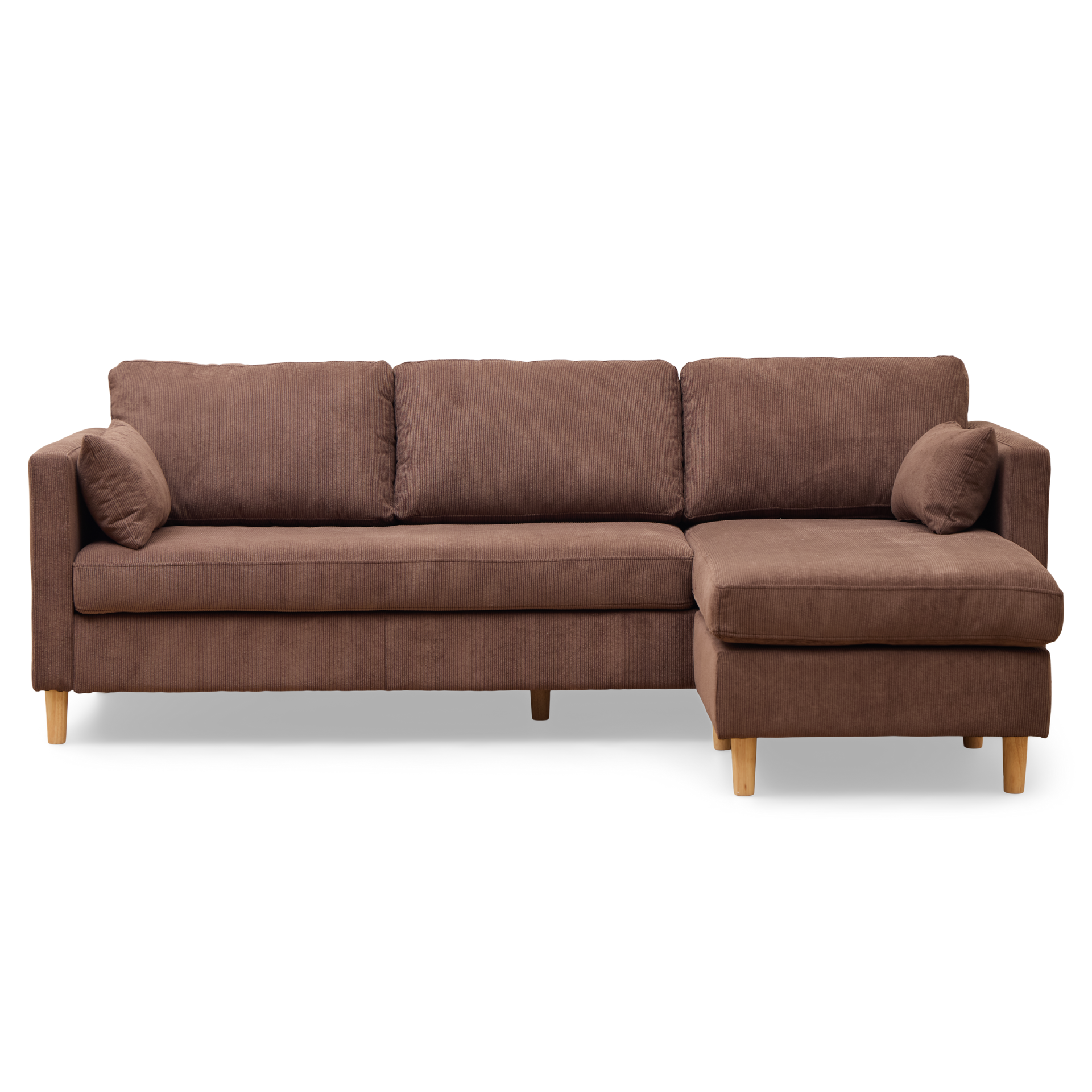 5_f482c9f7-80d3-483f-81e2-97a68f82a647-1 Ellis - Rechts- und links wendbar Chaiselongue-Sofa aus braunem Samt - L: 215 x T: 82 x H: 78 cm – Bild 1