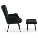 Allison Sessel mit Hocker - schwarzer Velours – Bild 5