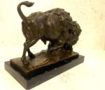 Tierskulptur - Massiver Bison aus Bronze auf Marmorsockel-Bronzefigur – Bild 8