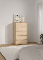Maise Kommode H:114 x B:65 x T:41 cm mit 5 Schubladen in Eichenoptik – Bild 2