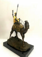 Orient Bronzefigur Beduine mit Kamel nach Franz Bergmann auf Marmor- Blattgold – Bild 3