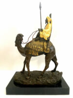 Orient Bronzefigur Beduine mit Kamel nach Franz Bergmann auf Marmor- Blattgold – Bild 4