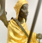Orient Bronzefigur Beduine mit Kamel nach Franz Bergmann auf Marmor- Blattgold – Bild 10