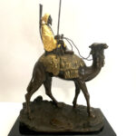 Orient Bronzefigur Beduine mit Kamel nach Franz Bergmann auf Marmor- Blattgold