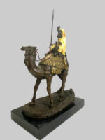 Orient Bronzefigur Beduine mit Kamel nach Franz Bergmann auf Marmor- Blattgold – Bild 2