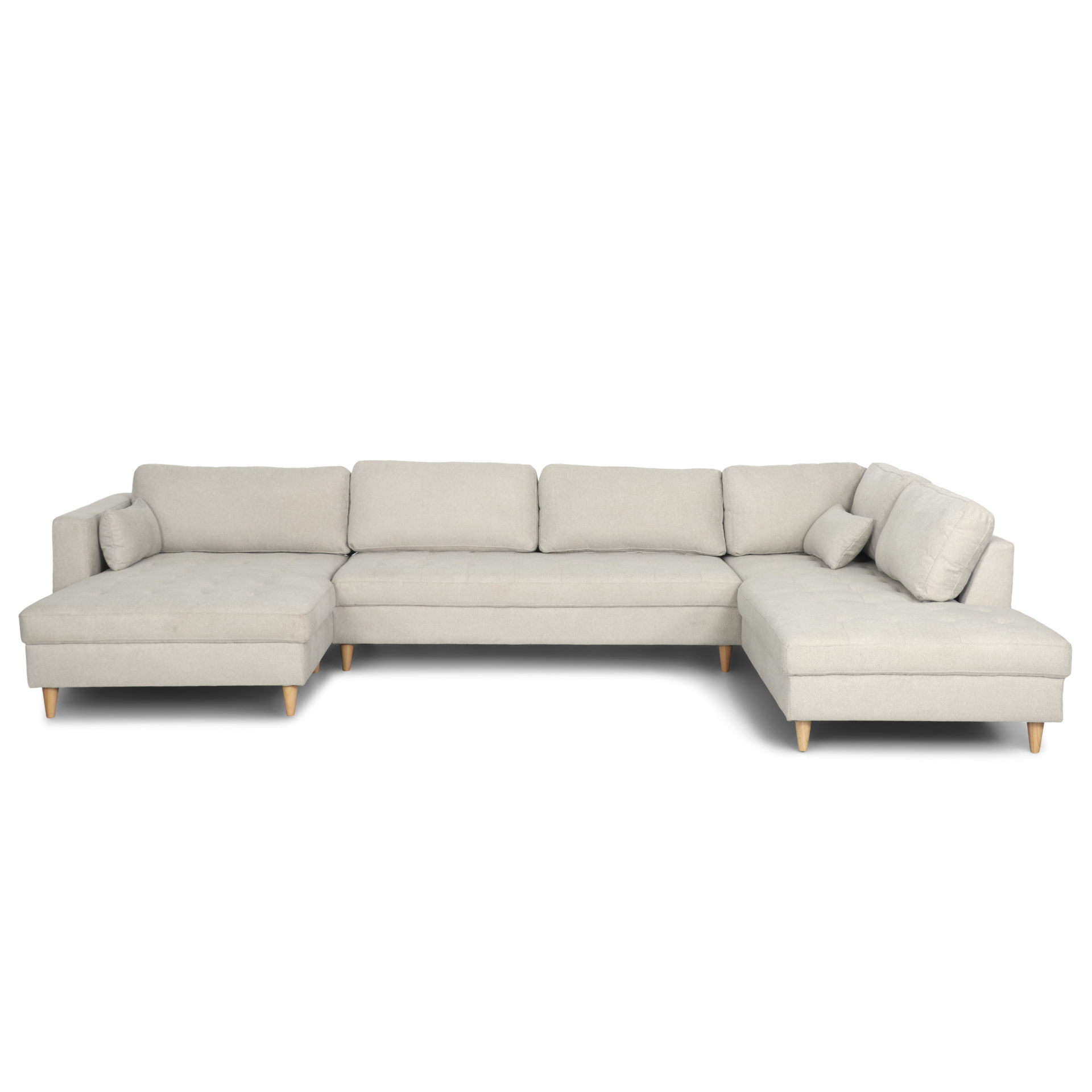 Beigevenstrevendt_eef278ff-bafb-4343-b571-718e6bb40380 Brandy - U-Sofa - nach links gewendet - beige - mit Chaiselong - L: 360 x T: 211 x H: 78 cm – Bild 1