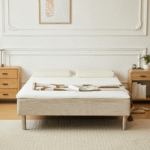 Boxspringbett in Beige 140x200 cm mit 4 cm PU-Schaum Topper, exkl. Bettbeine