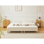 Boxspringbett in Beige 180x200 cm mit 4 cm PU-Schaum Topper, exkl. Bettbeine